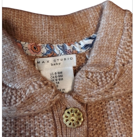 NWT Max Studio Baby Knit Cardigan, Dress, Beret, And Slippers Set ~sz 6-9M - Picture 7 of 10